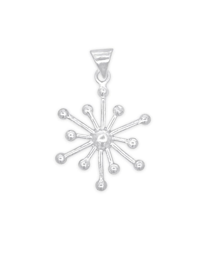 Schneeflocken 26 mm Anhänger strahlenförmige Spitzen mit Punkt am Ende mit Öse Silber 925 - Shanti Enterprise AG