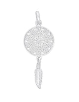 Silber-Anhänger:Traumfänger poliert mit 1 Feder 40x18 mm