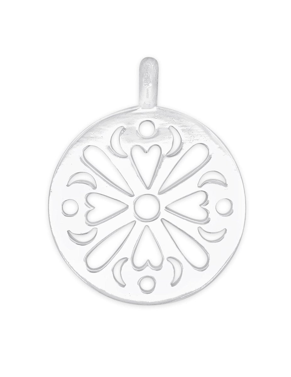 Silberanhänger Amulett hell Mandala durchbrochen 30 mm Öse fix - Shanti Enterprise AG