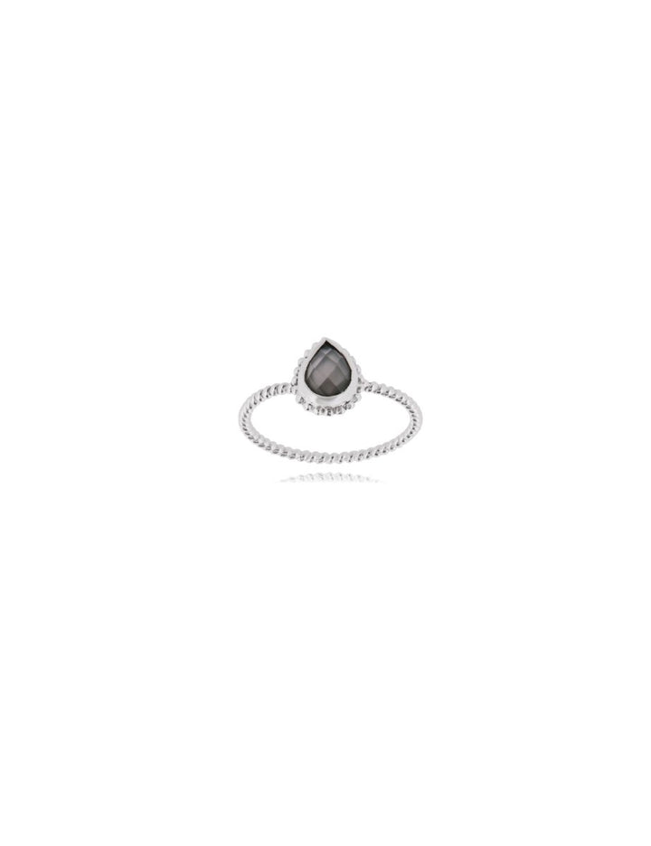 Silberring Tropfen 10x8 mm facettiert gepunktet Schiene 1,4 mm breit Silber 925 - Shanti Enterprise AG