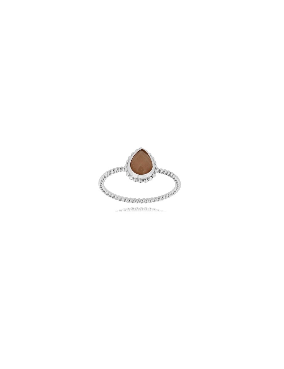 Silberring Tropfen 10x8 mm facettiert gepunktet Schiene 1,4 mm breit Silber 925 - Shanti Enterprise AG