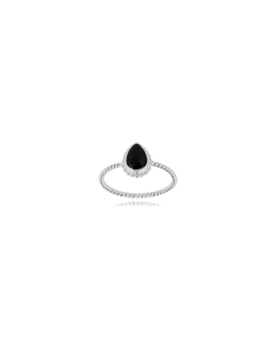 Silberring Tropfen 10x8 mm facettiert gepunktet Schiene 1,4 mm breit Silber 925 - Shanti Enterprise AG