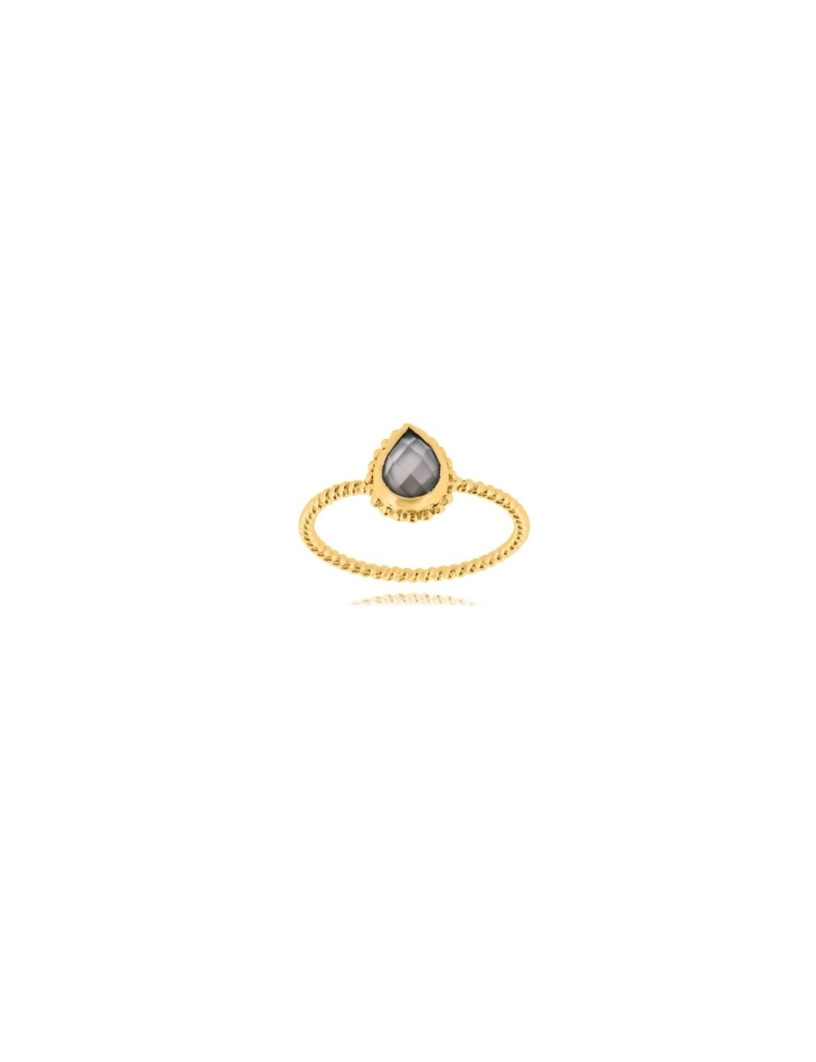 Silberring Tropfen 10x8 mm facettiert gepunktet Schiene 1,4 mm breit Silber 925 - Shanti Enterprise AG