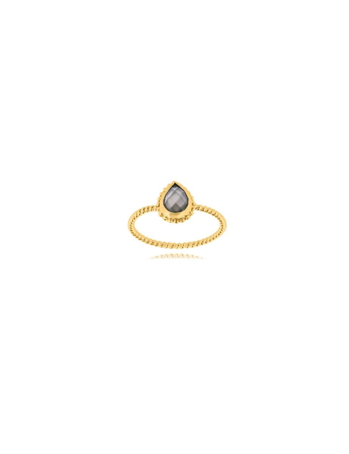 Silberring Tropfen 10x8 mm facettiert gepunktet Schiene 1,4 mm breit Silber 925 - Shanti Enterprise AG