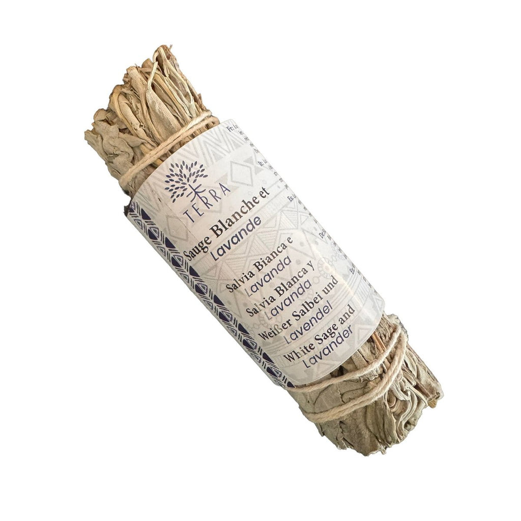 TERRA Bündel aus weissem Salbei Kalifornien und Lavendel 25 bis 30 g 10 cm - Shanti Enterprise AG