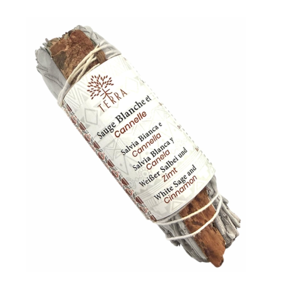 TERRA Bündel aus weissem Salbei und Zimt 25 bis 30 g 10 cm - Shanti Enterprise AG