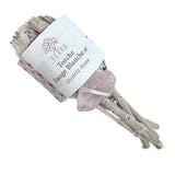 TERRA Fackel aus weissem Salbei mit Rosenquarz 25 bis 30 g 11 cm
