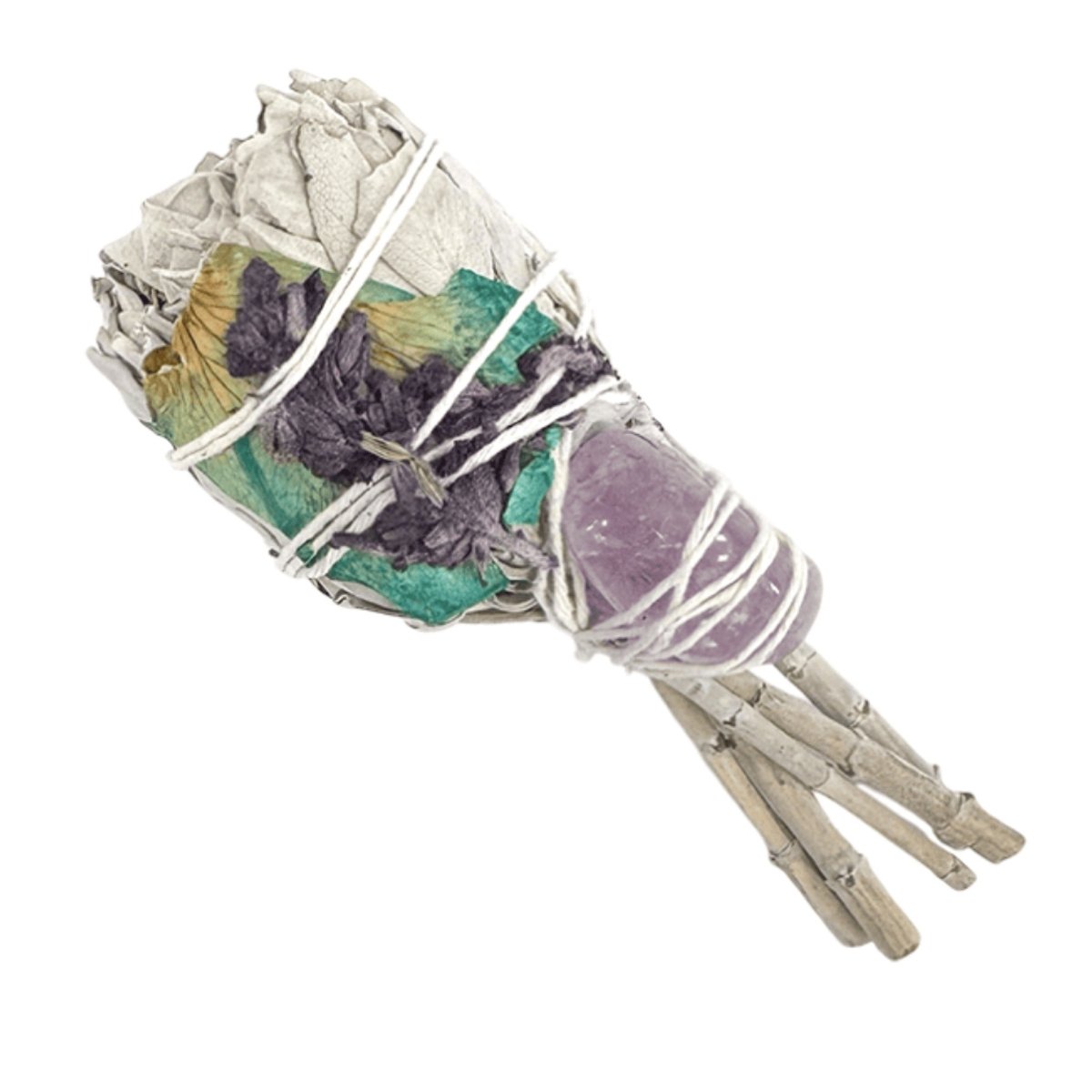 TERRA Fackel aus weissem Salbei und Lavendel mit Amethyst 25 bis 30 g - Shanti Enterprise AG