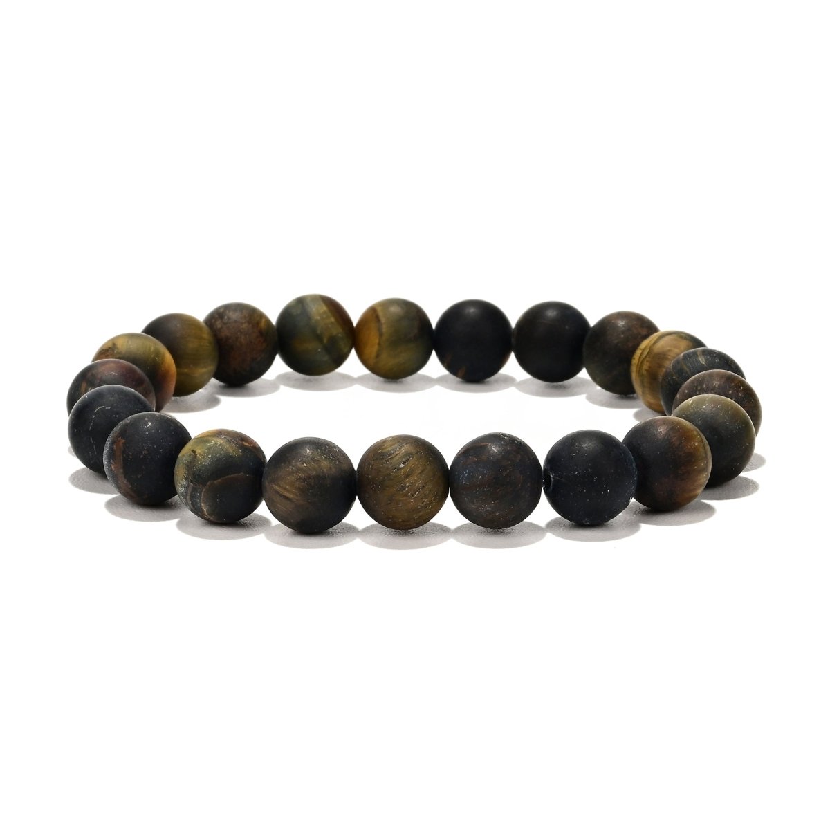 Tiger-Falkenauge Herren Armband matt rund 20 cm auf Elast - Shanti Enterprise AG