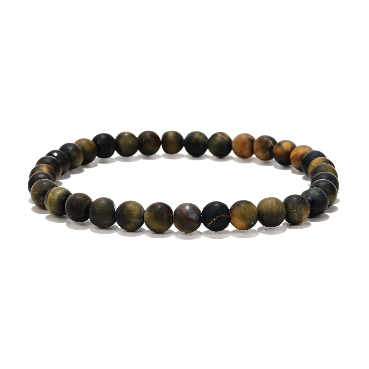 Tiger-Falkenauge Herren Armband matt rund 20 cm auf Elast - Shanti Enterprise AG