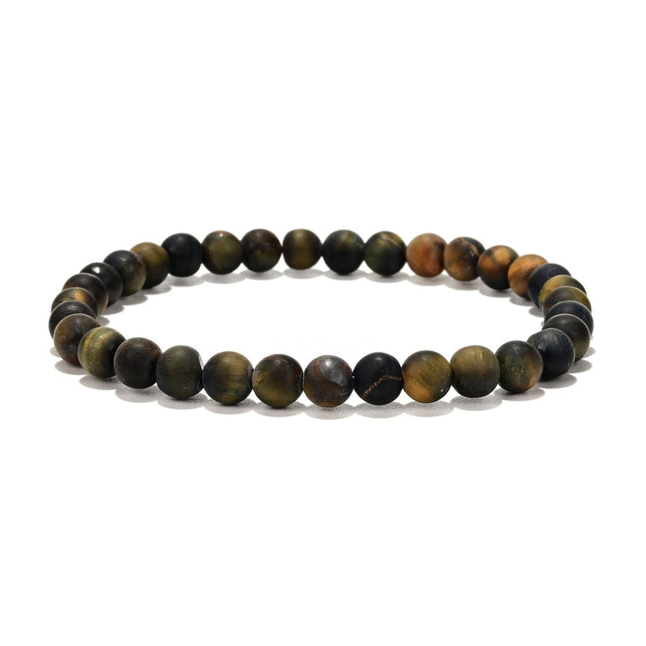 Tiger-Falkenauge Herren Armband matt rund 20 cm auf Elast - Shanti Enterprise AG