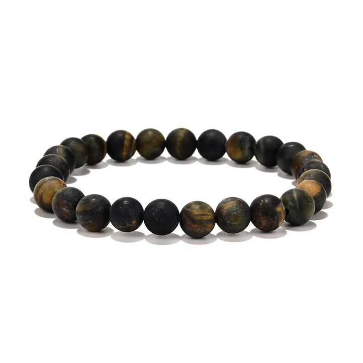 Tiger-Falkenauge Herren Armband matt rund 20 cm auf Elast - Shanti Enterprise AG