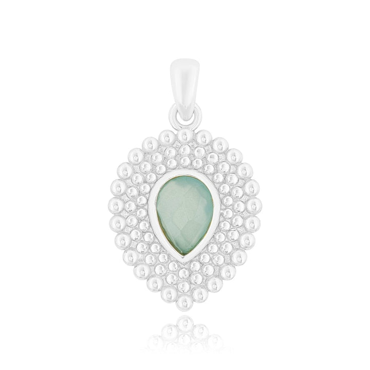 Tropfen Anhänger gepunktet mit Stein 16x14 mm mit V - Öse ID3.5x2.8 mm - Shanti Enterprise AG