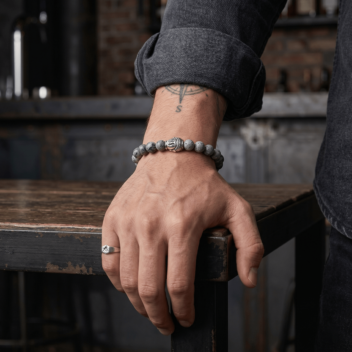 Urban Buddha Armband Herren 8 mm Edelstahl elastisch - Shanti Enterprise AG