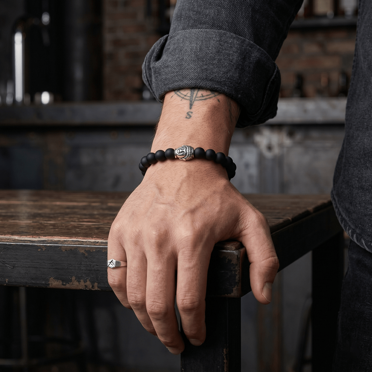 Urban Buddha Armband Herren 8 mm Edelstahl elastisch - Shanti Enterprise AG