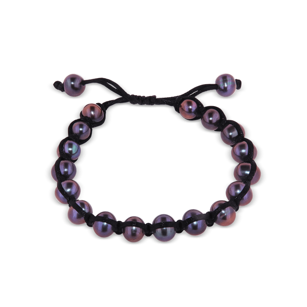 Viskose - Armband, mit 17 Perlen schwarz 1 - reihig, Grösse verstellbar - Shanti Enterprise AG