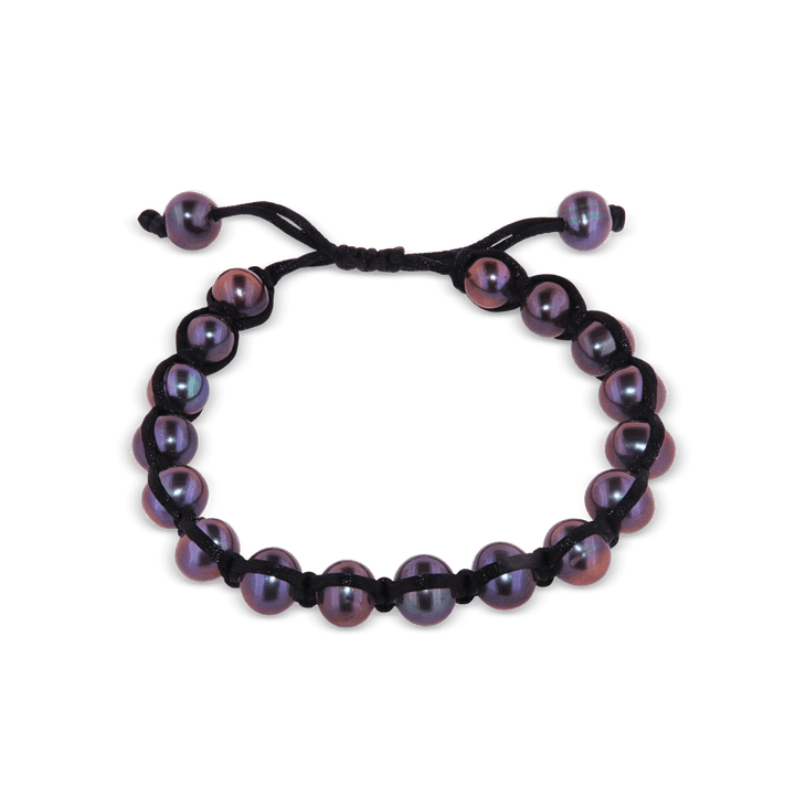 Viskose - Armband, mit 17 Perlen schwarz 1 - reihig, Grösse verstellbar - Shanti Enterprise AG