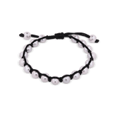 Viskose-Armband, mit 17 Perlen silber hell 1-reihig, Grösse verstellbar