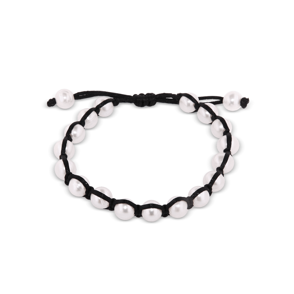Viskose - Armband, mit 17 Perlen weiss 1 - reihig, Grösse verstellbar - Shanti Enterprise AG