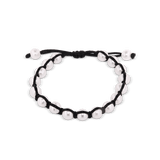 Viskose-Armband, mit 17 Perlen weiss 1-reihig, Grösse verstellbar