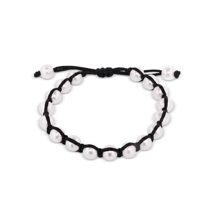 Viskose - Armband, mit 17 Perlen weiss 1 - reihig, Grösse verstellbar - Shanti Enterprise AG