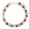 Würfel Armband mit echten Edelsteinen und Navettekette verstellbar 18 - 20.5 cm Edelstahl veredelt - Shanti Enterprise AG