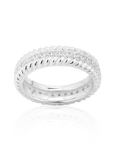 Zirkonia weiss 5 mm Ring facettiert Fassung Einkerbung Steine eingemittet Silber 925 ec