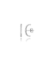 Zirkonia weiss Bügel Ohrstecker 16 mm 1,9 mm breit Silber (für Ohrkante) ec