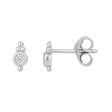 Zirkonia weiss Ohrstecker rund mit Punkten 3x6 mm