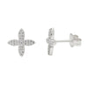 Zirkonia weiss pavé Blüte 9x7mm Ohrstecker 4 - blättrig poliert - Shanti Enterprise AG