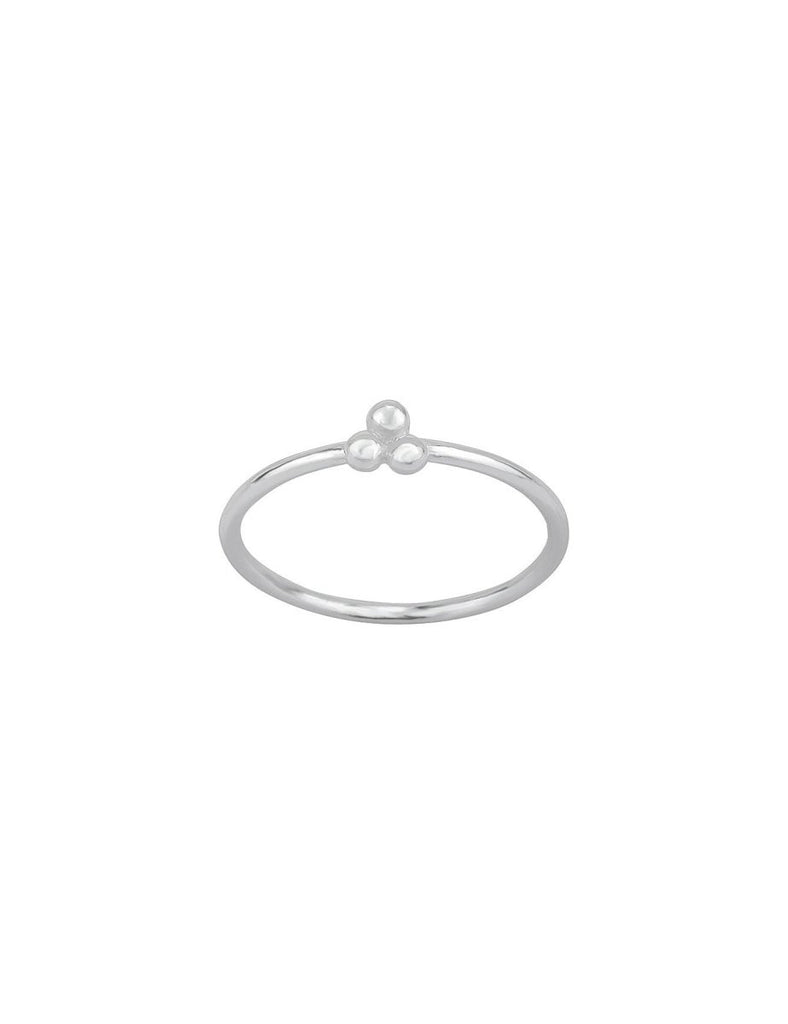 3 Kugeln je 2.6 mm Fingerring poliert Gr.48 Schiene 1.4 mm halbrund Silber 925 ec