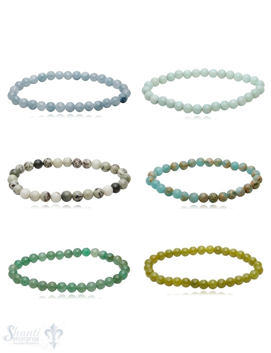 6mm Edelsteinarmband poliert auf Elast 18 cm - Shanti Enterprise AG