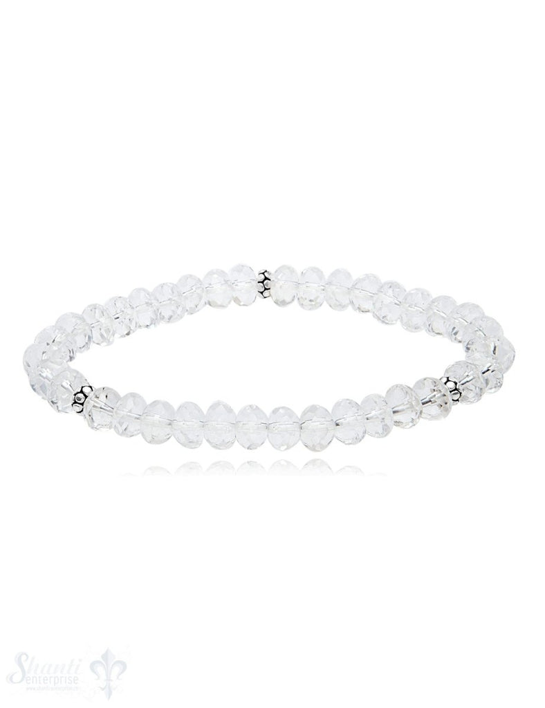 8 mm buttons Edelstein Armbänder mit 3 Silberteile facettiert auf Elastik 19 cm - Shanti Enterprise AG