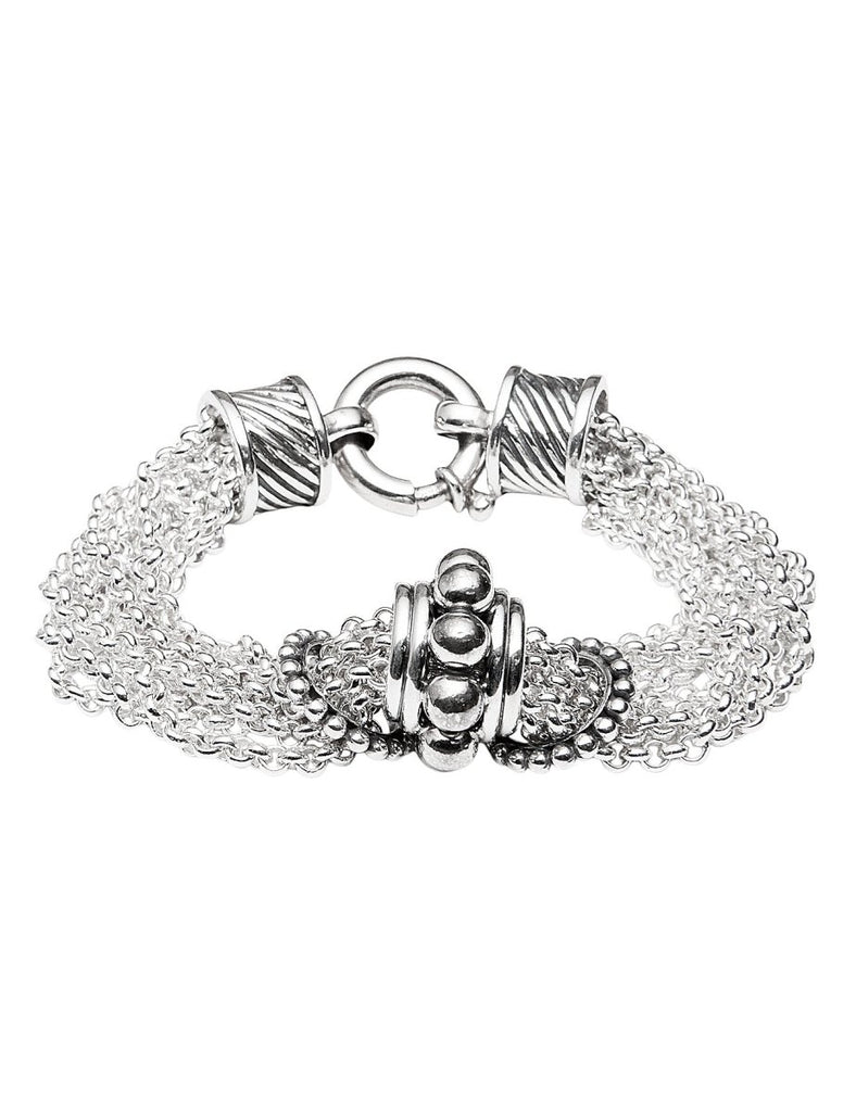 8- reihiges Rollo Braccelet & Zwischteile mit Federring 19 cm lang Silber 925