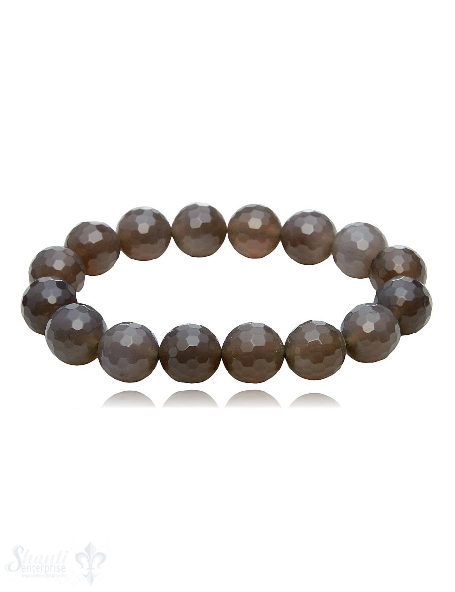 Achat taupe rund Armband 10 mm facettiert - Shanti Enterprise AG