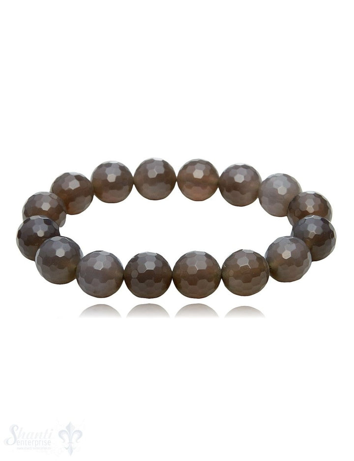 Achat taupe rund Armband 10 mm facettiert - Shanti Enterprise AG