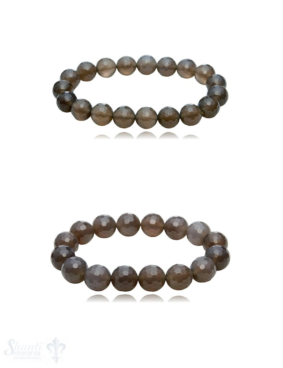 Achat taupe rund Armband 10 mm facettiert - Shanti Enterprise AG