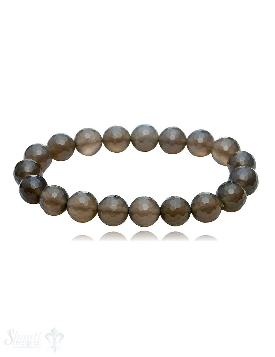 Achat taupe rund Armband 10 mm facettiert - Shanti Enterprise AG