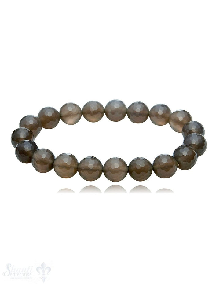 Achat taupe rund Armband 10 mm facettiert - Shanti Enterprise AG