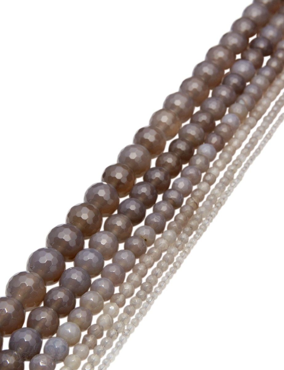 Achatkette taupe AAA 40-42 cm lang facettiert