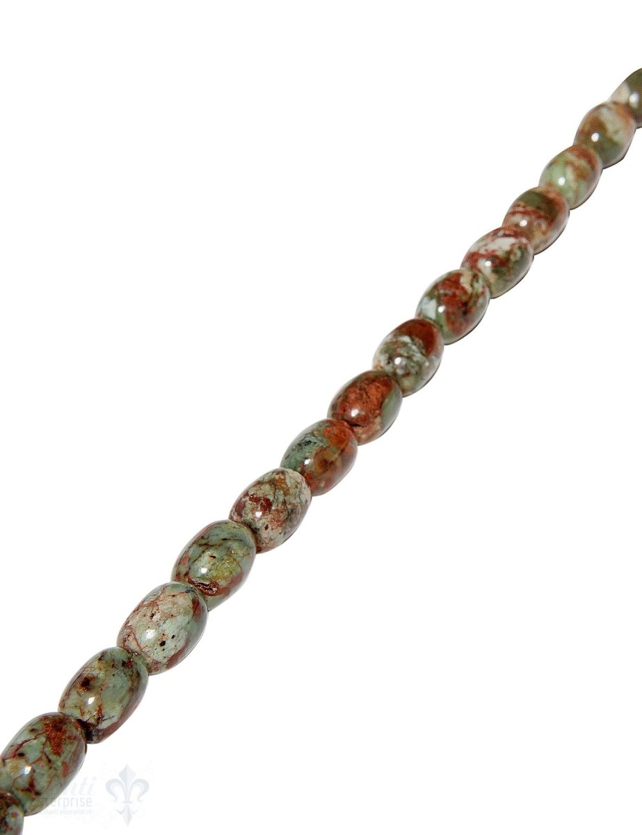 afrik.Opal Strang grün-braun poliert Ellypse 12x8 mm AA Opalgestein