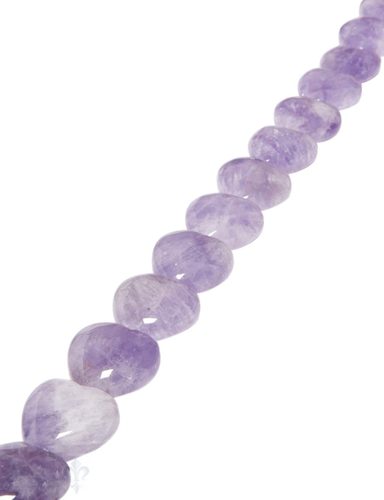 Amethystquarz Strang violett hell poliert Herzen 24x24 mm