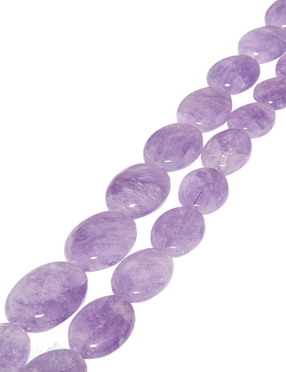 Amethystquarz Strang violett poliert Oval, flach  AAA