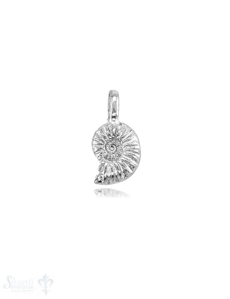 Ammonit Anhänger Silber 925 mit Struktur oval