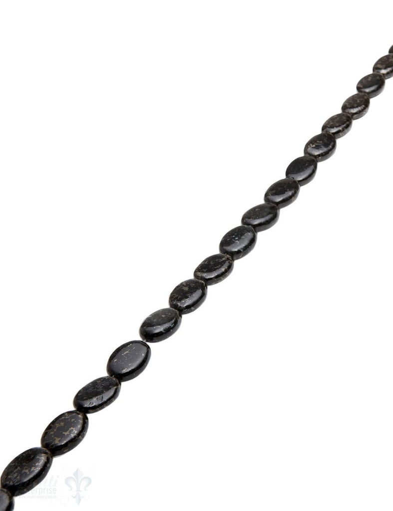 Amphibolit Strang schwarz poliert Oval flach 14x10 mm AA (Muscovit)