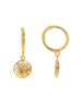 Amulett rund 8 mm an Creolen 11 mm poliert Blumen durchbrochen verziert mit Steck-Verschuss