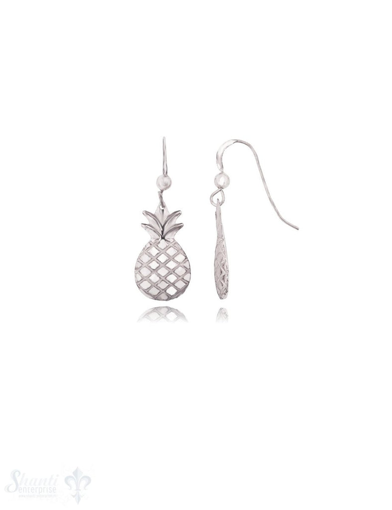 Ananas Ohrhänger 10x20 mm strukturier mit Bügel Silber 925