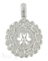 Anhänger Amulett Rand mit Blumenranken, Mitte Blume, einseitiges Muster, D: 20 mm