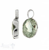 Anhänger für Creolen Amethyst grün oval facett. Silberfassung Blumenblatt 13x16 mm