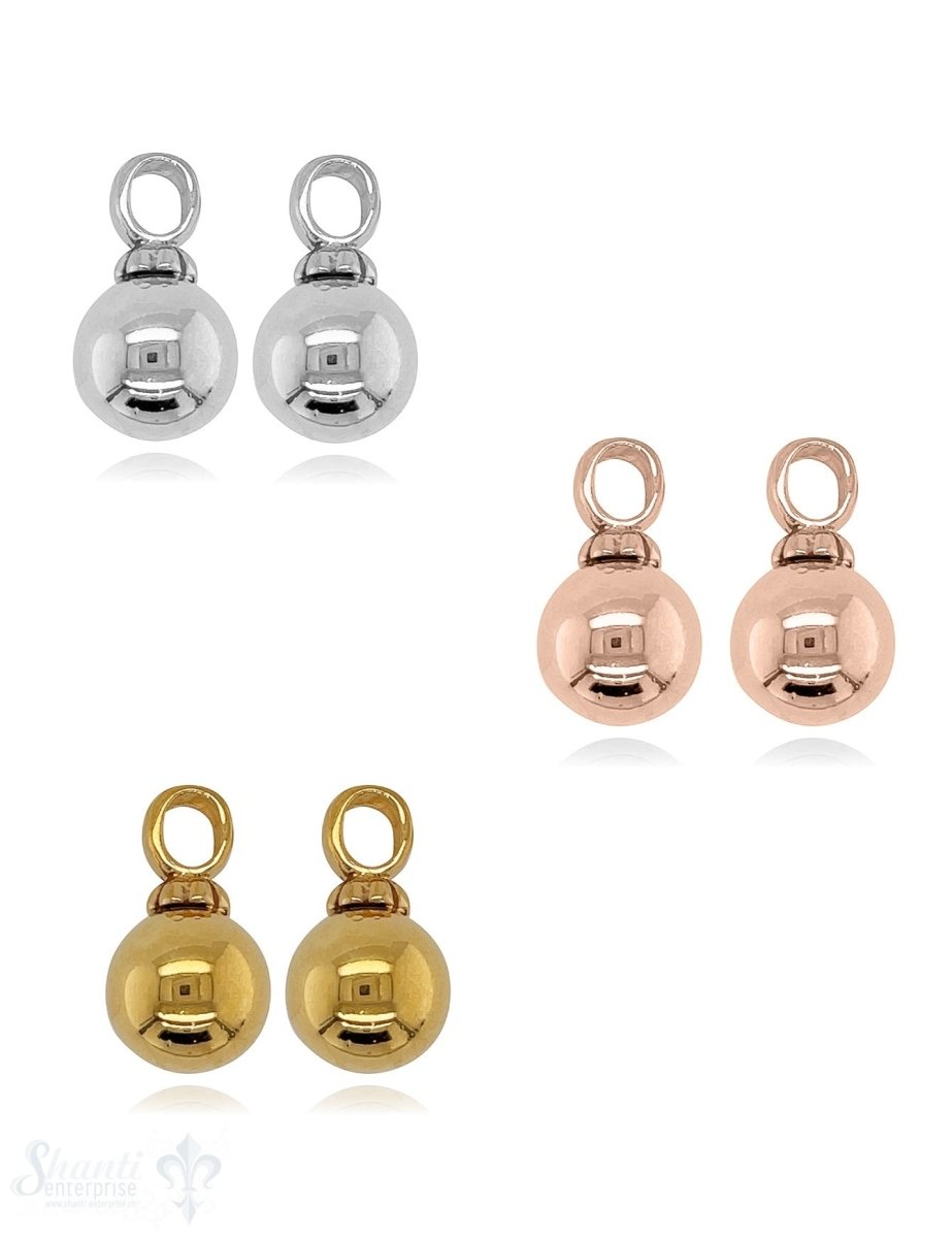 Anhänger für Creolen Silber poliert 12 mm Kugel Blätterkranz